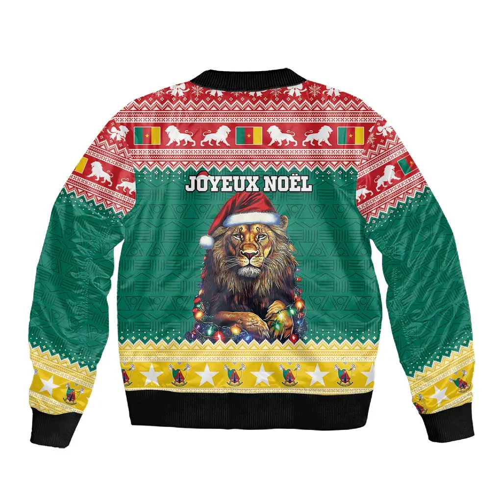 Cameroon Christmas Sleeve Zip Bomber Jacket Lion African Santa LT15