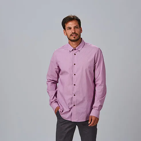 Camisa Slim Fit masculina com padrão de riscas Leonardo