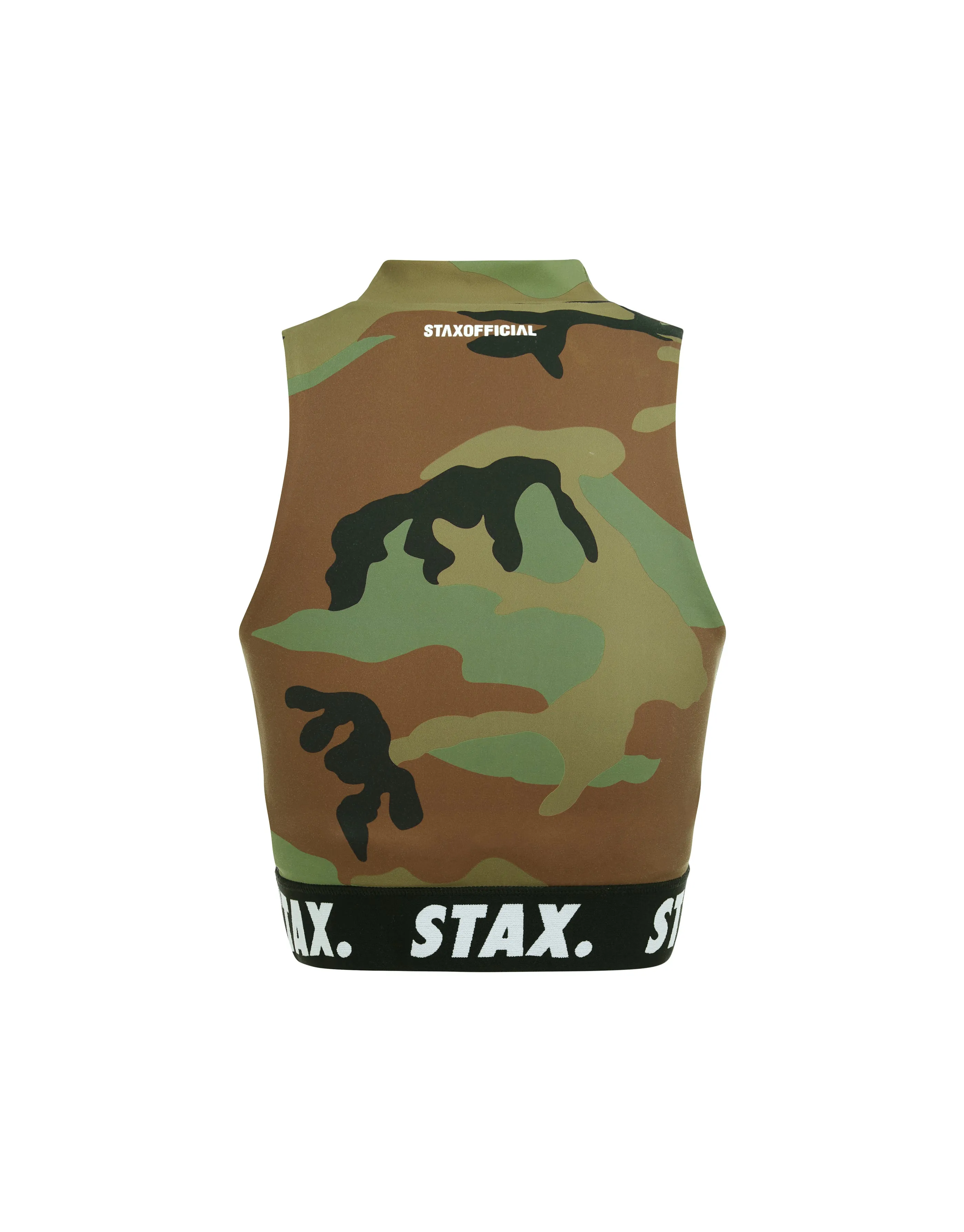 Camo WB High Neck Zip Tank - Black