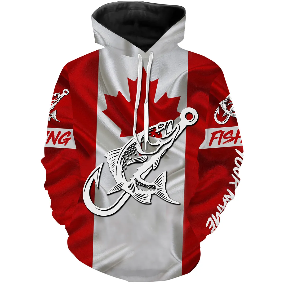 Canada Salmon Fishing tattoo Fish hook Custom name performance fishing jerseys | Hoodie - NPQ749