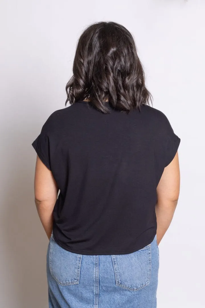 Cap Sleeve Crop Tee in Onyx