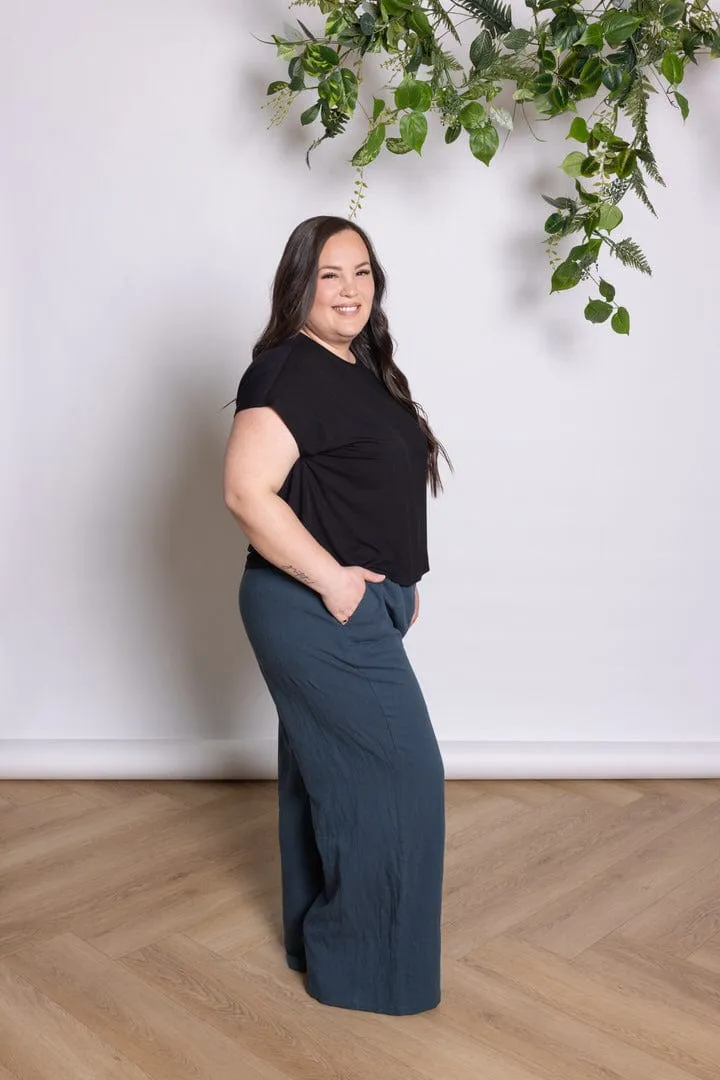 Cap Sleeve Crop Tee in Onyx