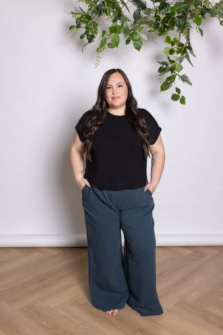 Cap Sleeve Crop Tee in Onyx