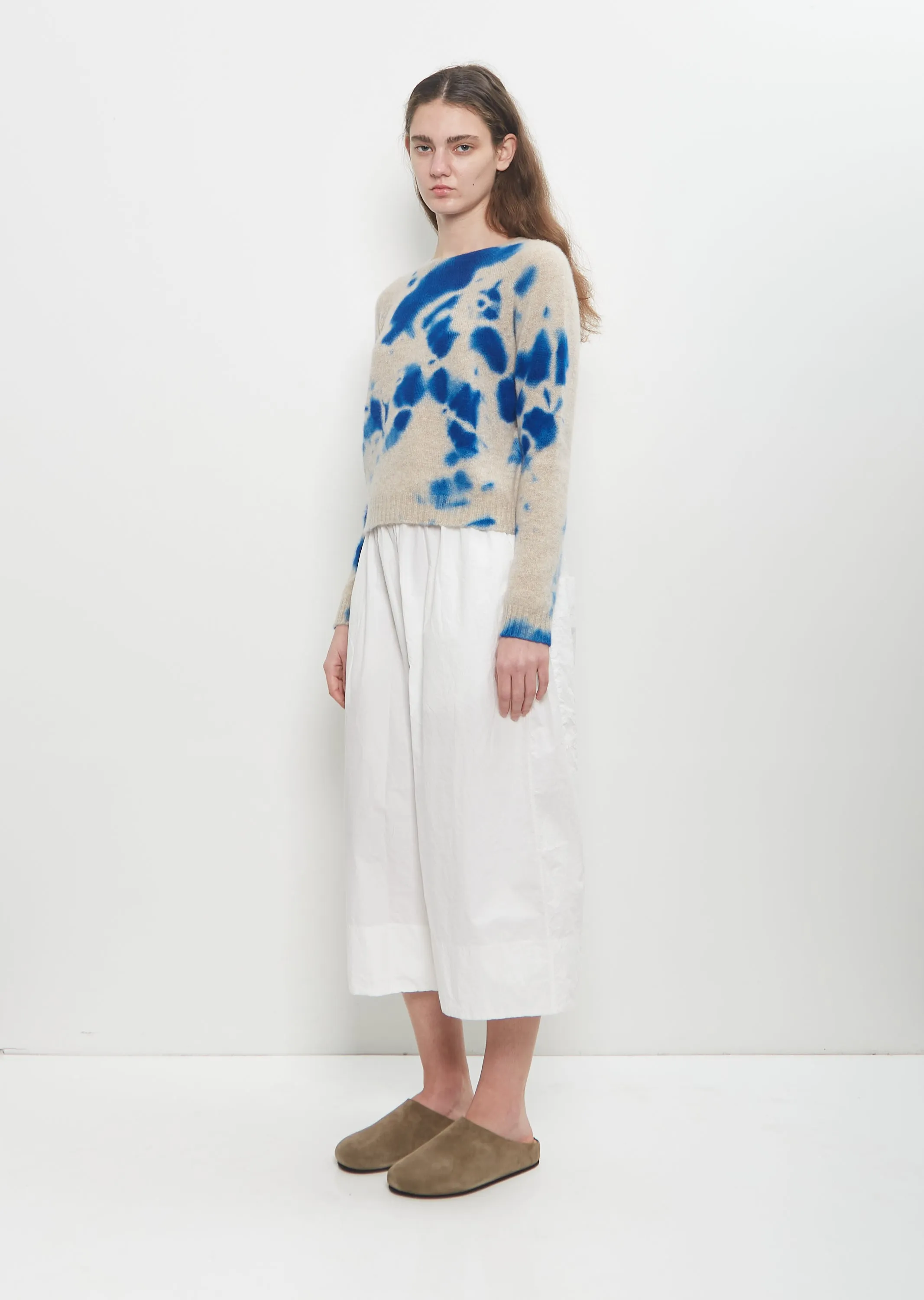 Cashmere Seamless Pullover Short — Royal Blue / Sand