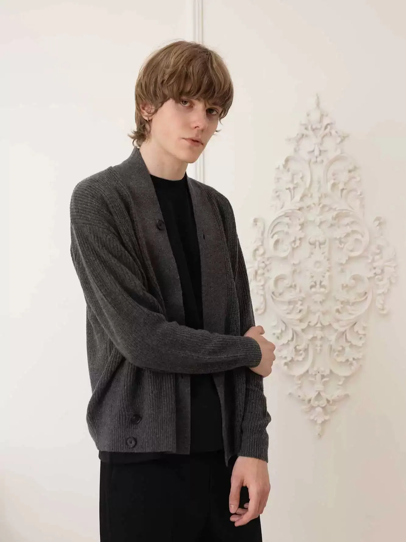 Cashmere Wool Cotton Blend Cardigan