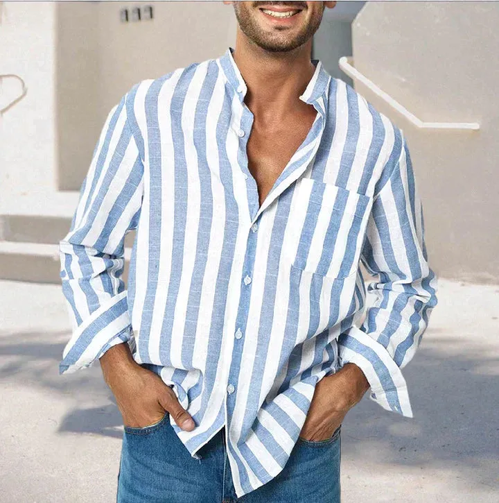 Casual-fit striped men's shirt with airy fabric