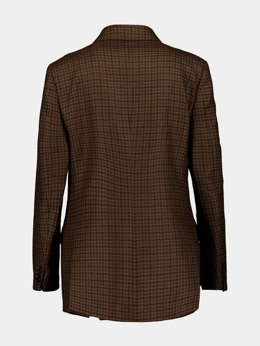 Check-Pattern Peak-Lapels Wool Blazer