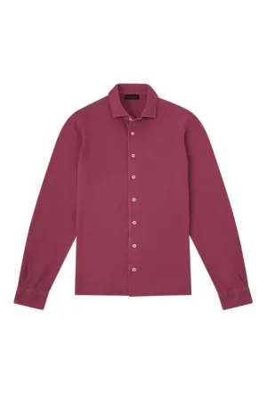 Cherry Long Sleeve Piqué Cotton Shirt