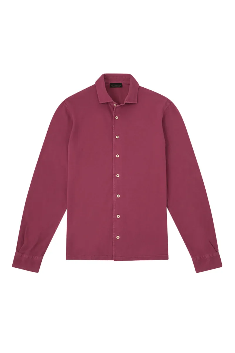 Cherry Long Sleeve Piqué Cotton Shirt