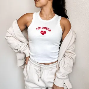 Chi Omega Crop Tank Top - Women's Micro Rib Racer Tank - CHI O