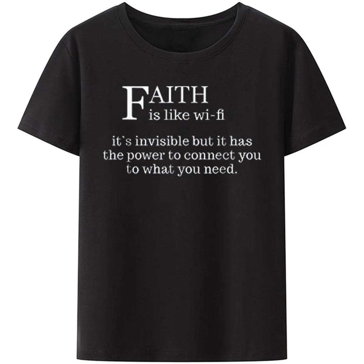 Christianartbag Funny T-Shirt, Faith Is Like Wi-Fi, Christian humor, Funny religious shirts, Unisex T-shirt.