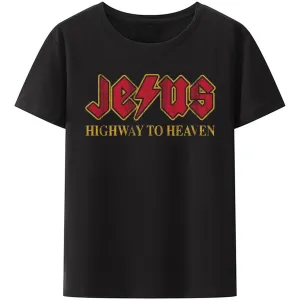 Christianartbag Funny T-Shirt, Jesus Highway To Heaven, Christian humor, Funny religious shirts, Unisex T-shirt.