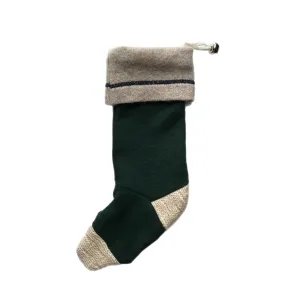 Christmas Stocking - Green & Cream - 045
