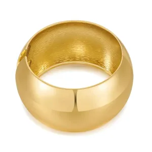 Chunky Gold Statement Bangle Bracelet – 14K Gold-Plated Wide Hinged Cuff – Bold Fashion Jewelry for Women (One Size)
