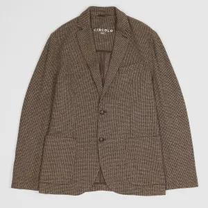 Circolo 1901 2-Button Brown Pied De Poule Cotton Wool Blend Blazer