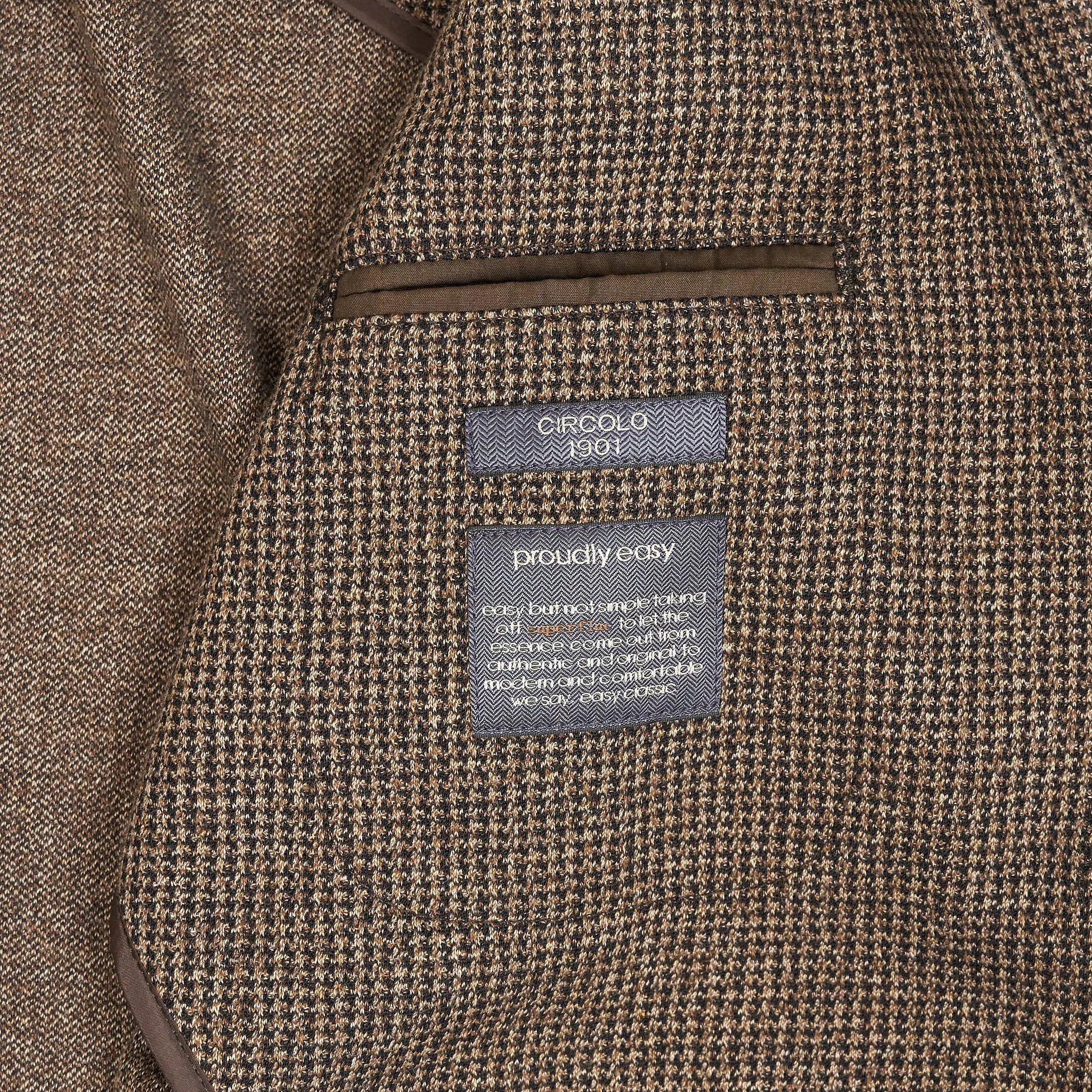 Circolo 1901 2-Button Brown Pied De Poule Cotton Wool Blend Blazer