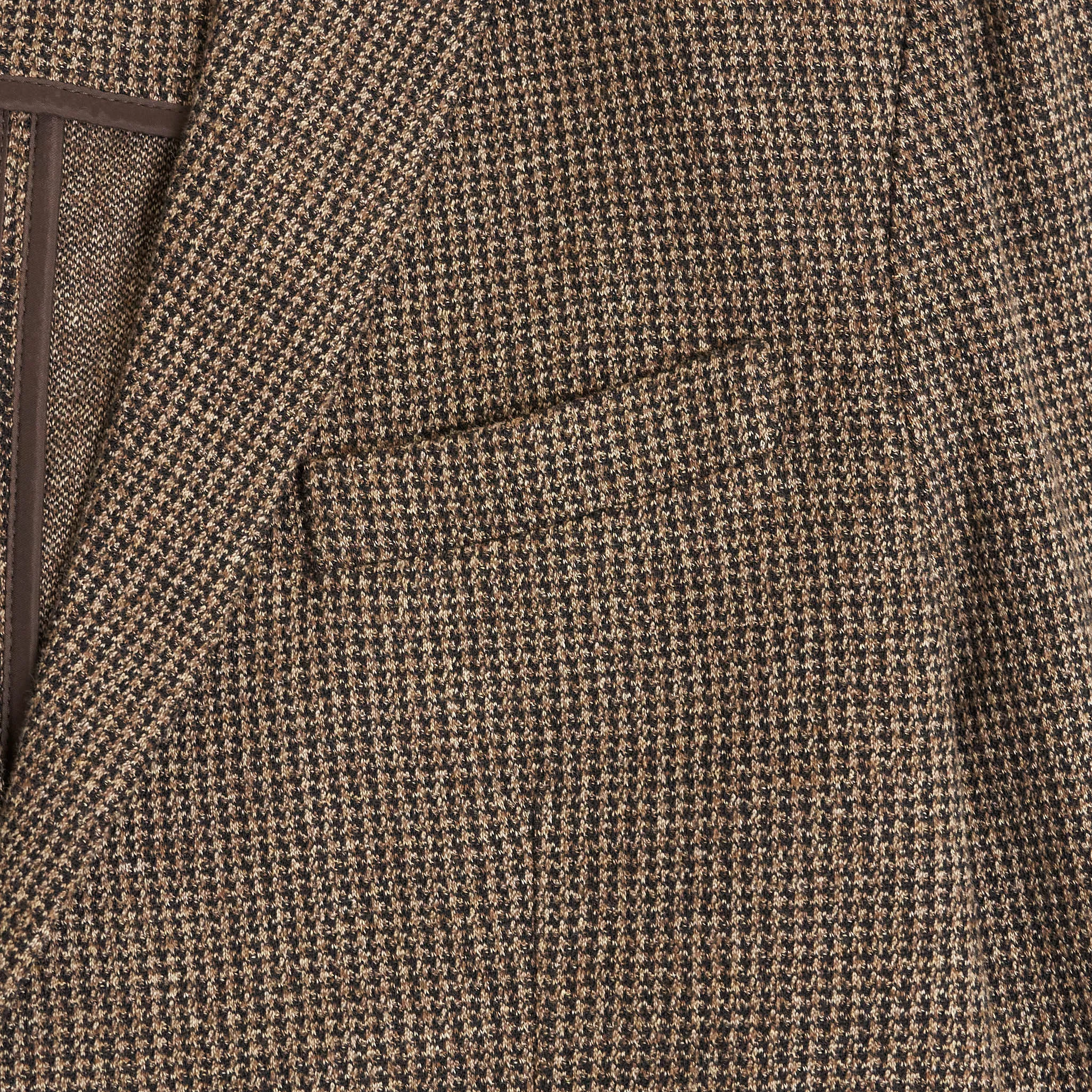 Circolo 1901 2-Button Brown Pied De Poule Cotton Wool Blend Blazer