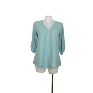 City Chic Sage Half-Zip Blouse - Size 16