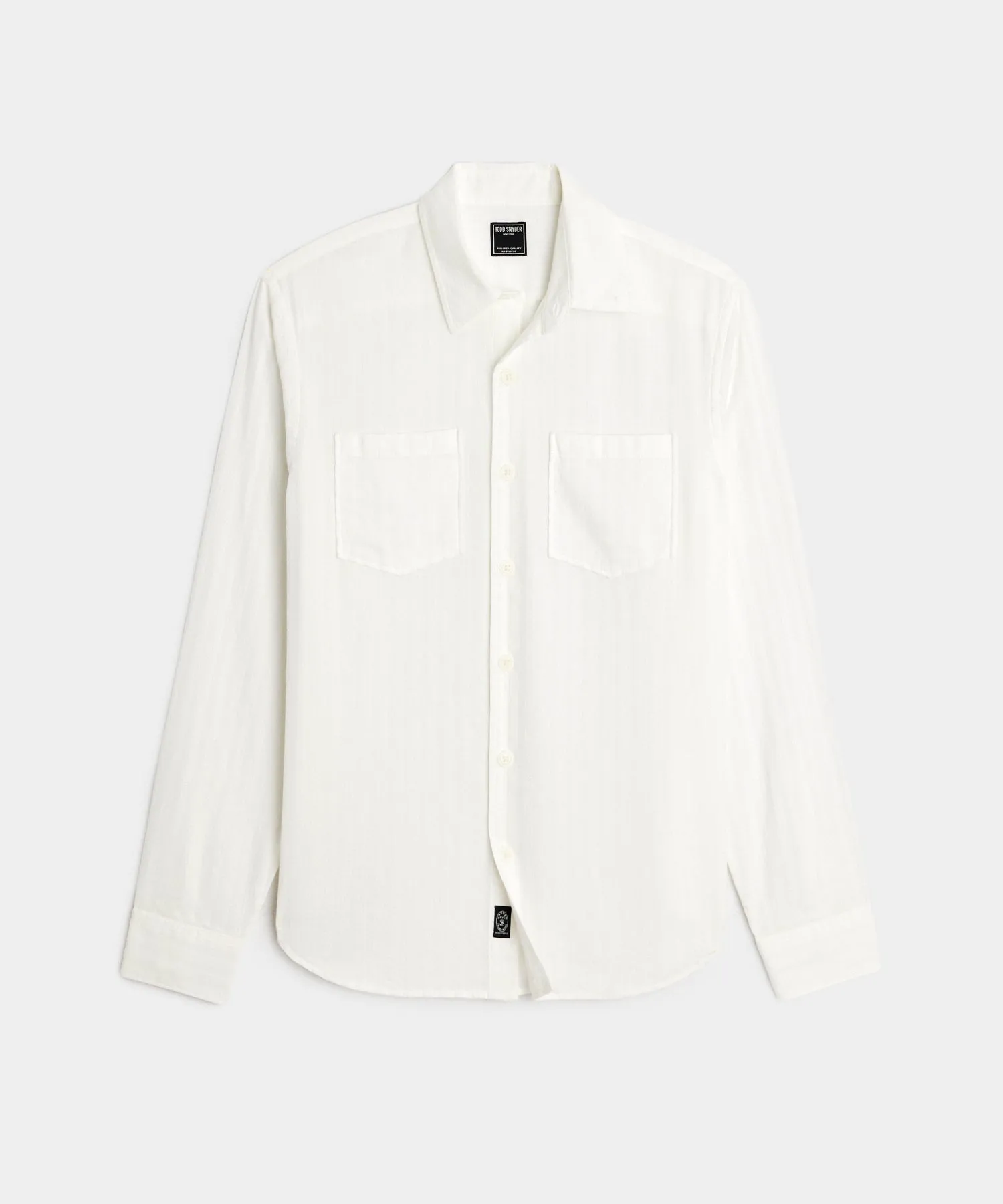 Classic Fit Jacquard Two-Pocket Point Collar Shirt