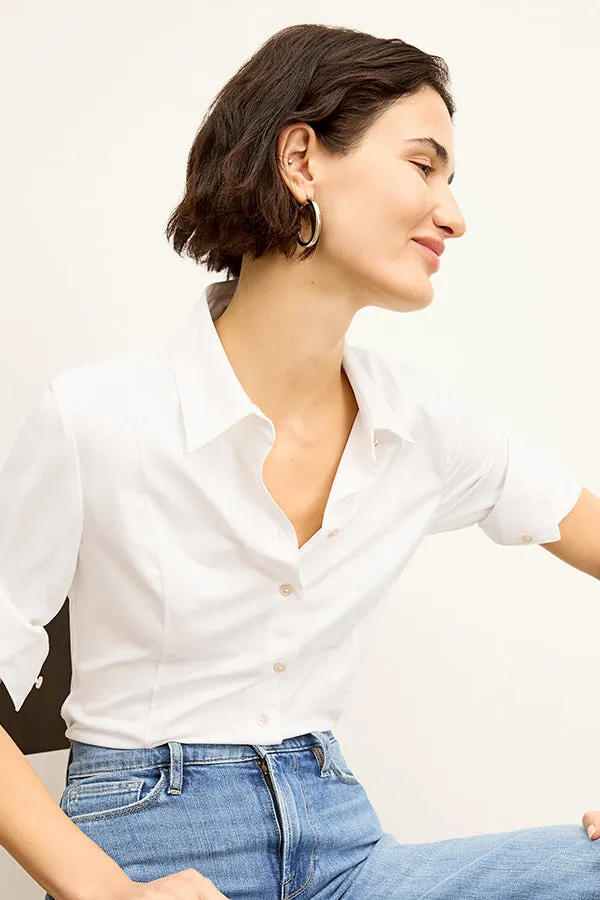 Clemens Shirt - Knit Poplin :: White