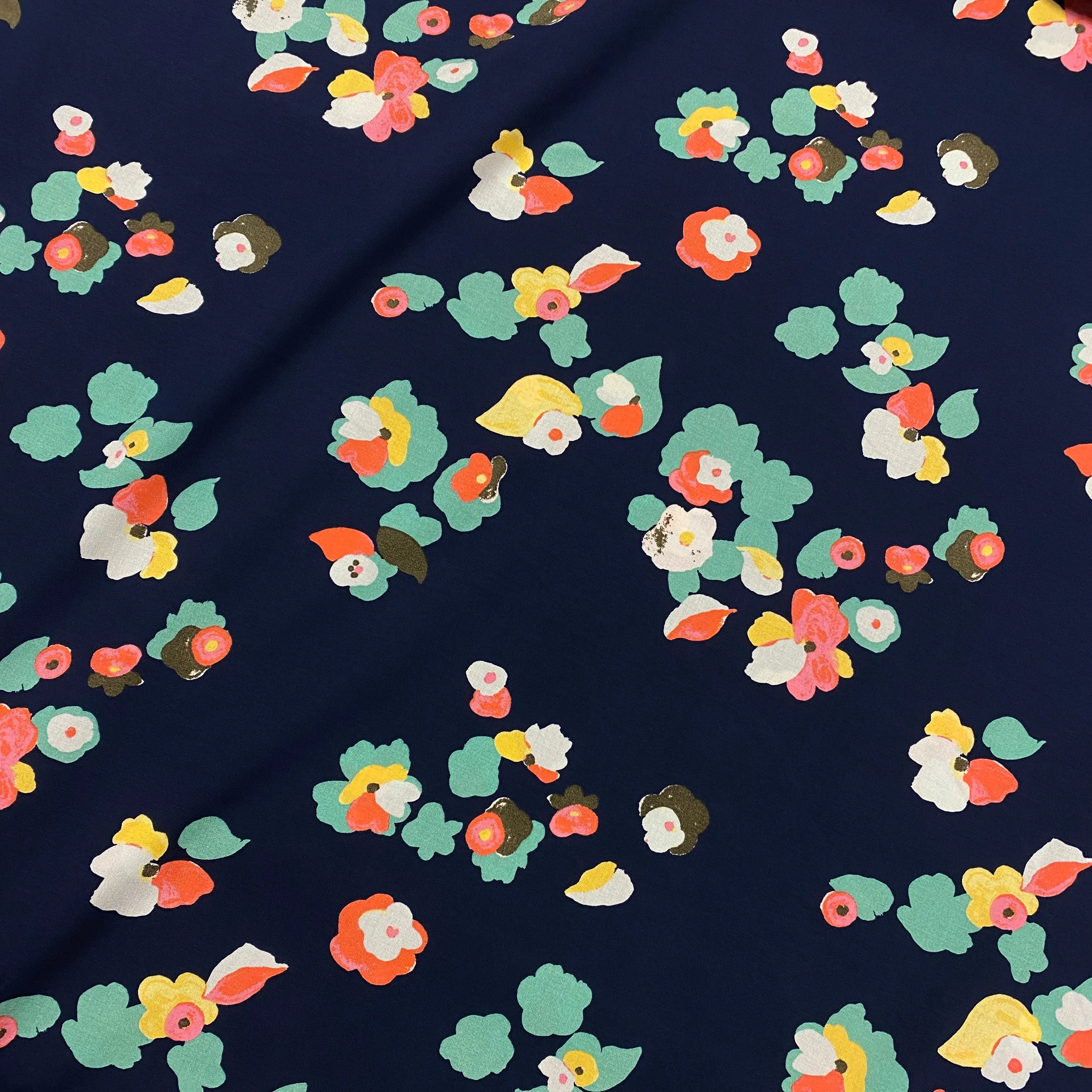 Cluster Blooms Viscose - Navy