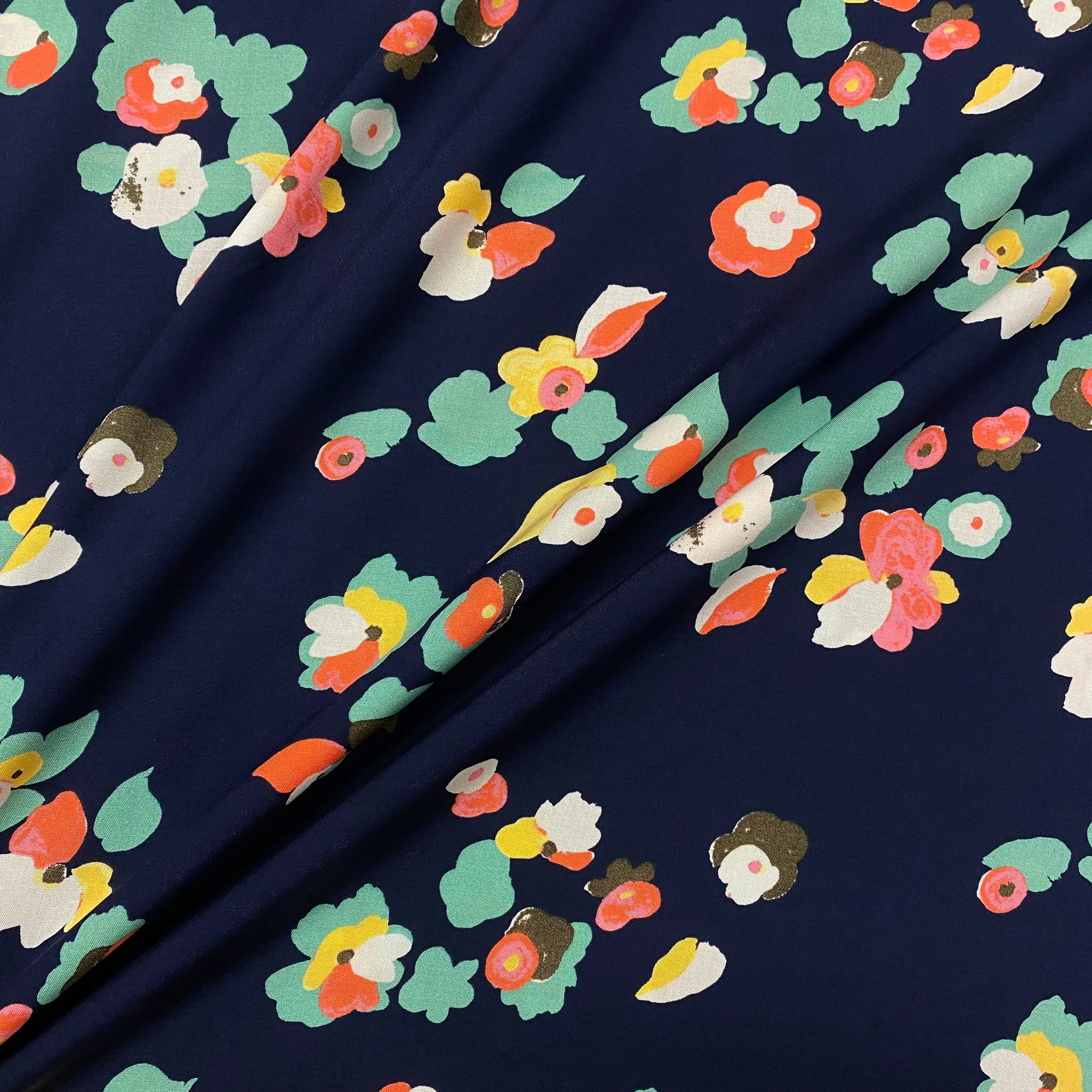 Cluster Blooms Viscose - Navy