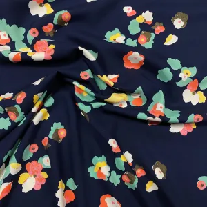 Cluster Blooms Viscose - Navy