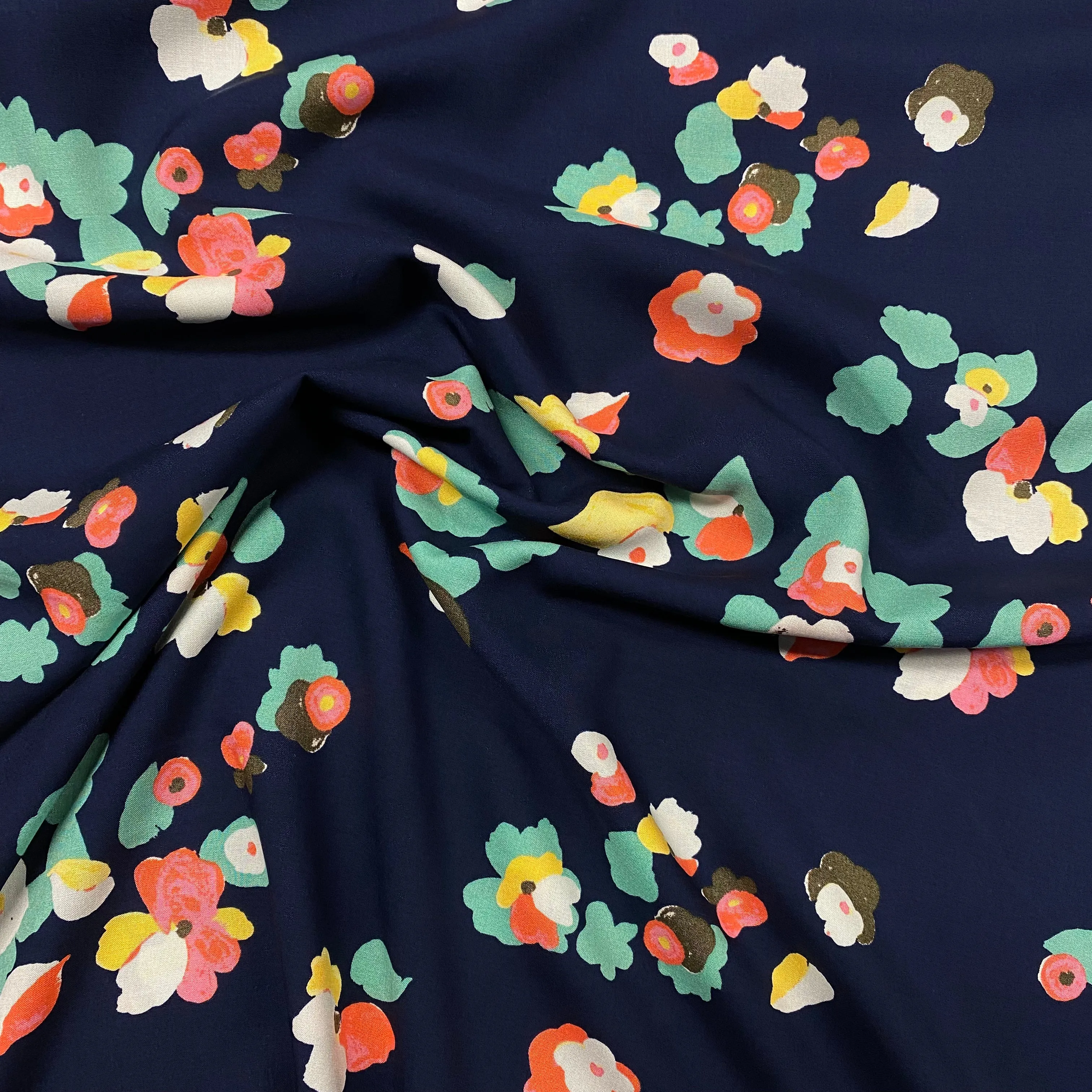 Cluster Blooms Viscose - Navy