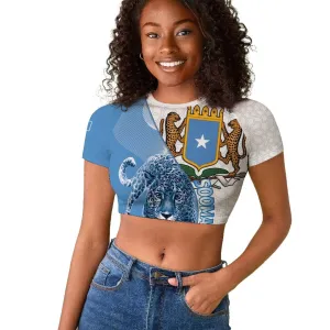 Coat of arms of Soomaaliya Raglan Cropped T shirt Leopard Skin mix Islamic Pattern LT15