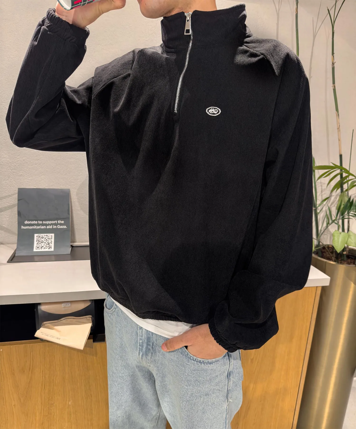 Corduroy Quarter-ZIP Pullover - Helio