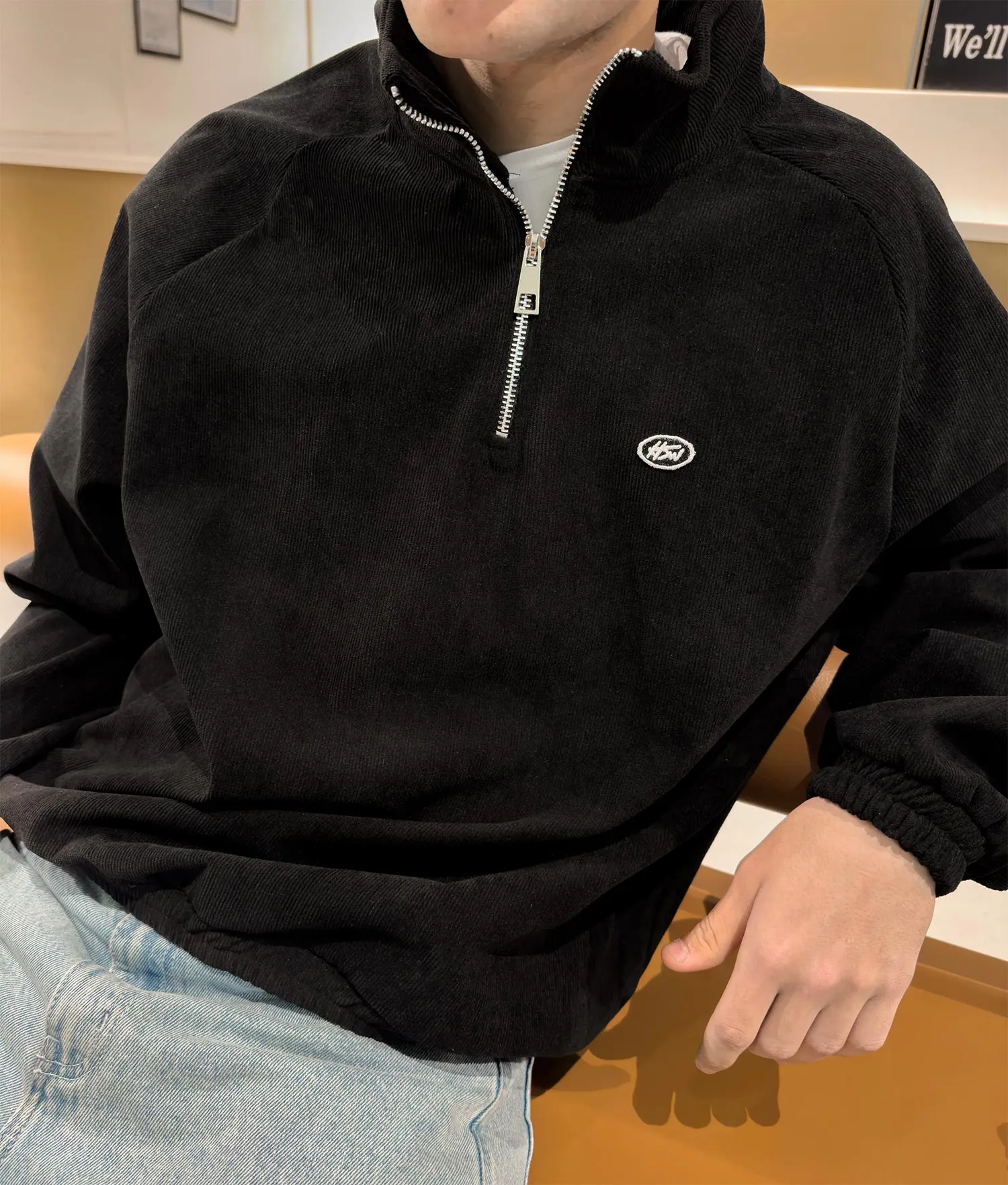 Corduroy Quarter-ZIP Pullover - Helio