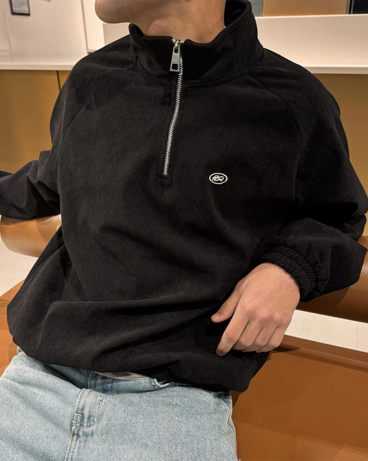 Corduroy Quarter-ZIP Pullover - Helio