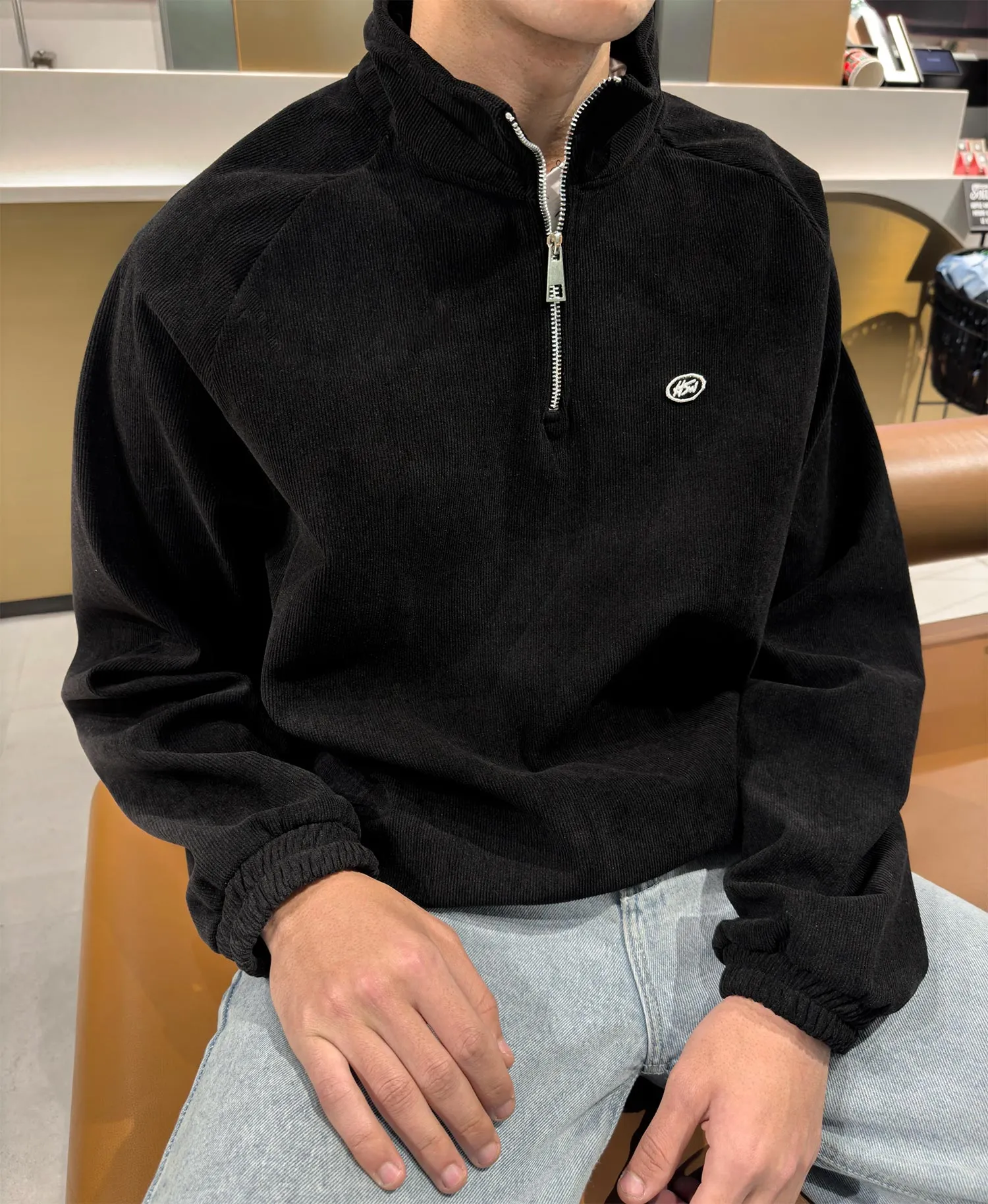 Corduroy Quarter-ZIP Pullover - Helio