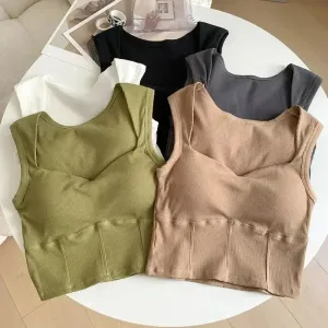 Corduroy Square Neck Crop Top for Chic Comfort and Style