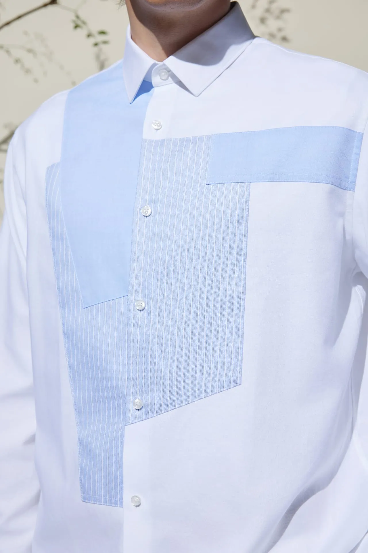Cotton Oxford Comfort Fit Colour Blocking Casual Shirt