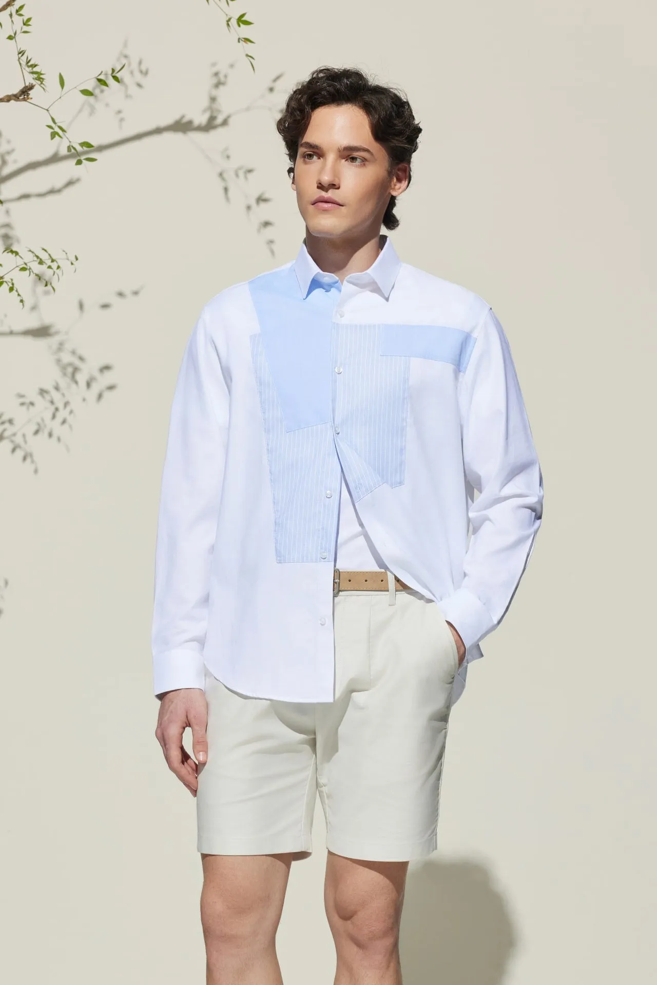 Cotton Oxford Comfort Fit Colour Blocking Casual Shirt