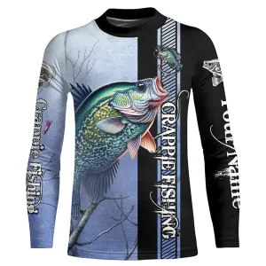 Crappie fishing blue camo Custom name fishing shirts jerseys, fishing gifts| Kid Long Sleeves NPQ971