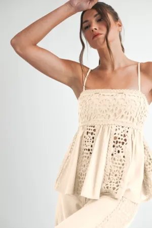 Crochet Detail Babydoll Top
