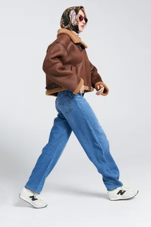 Cropped Aviator Jacket Brown/Chestnut