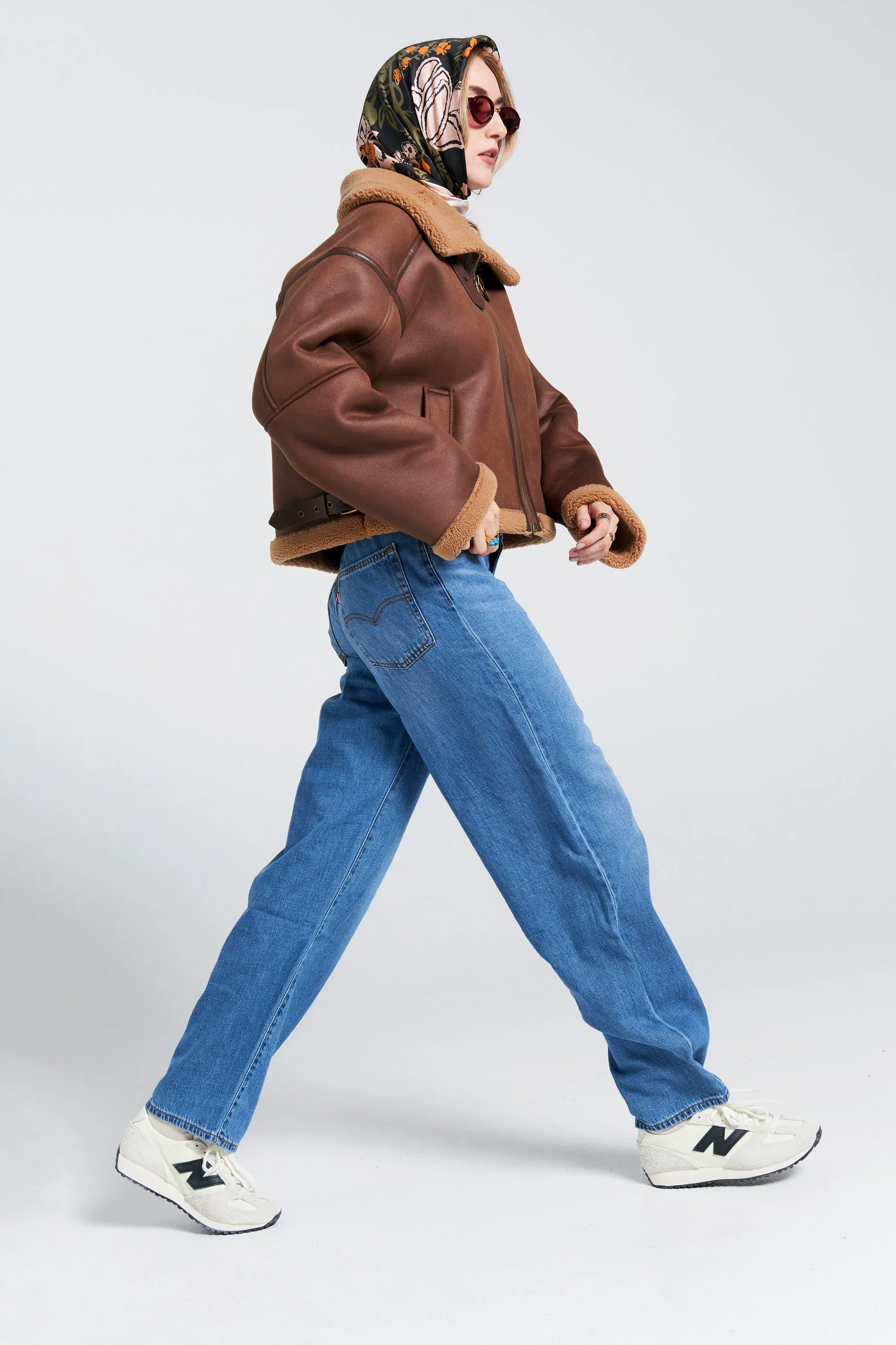 Cropped Aviator Jacket Brown/Chestnut