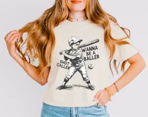Cropped Comfort Colors Baller Shot Caller Baseball Tee/ Baseball Mom Shirt
