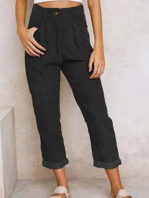 Cropped Corduroy Pants for Ladies