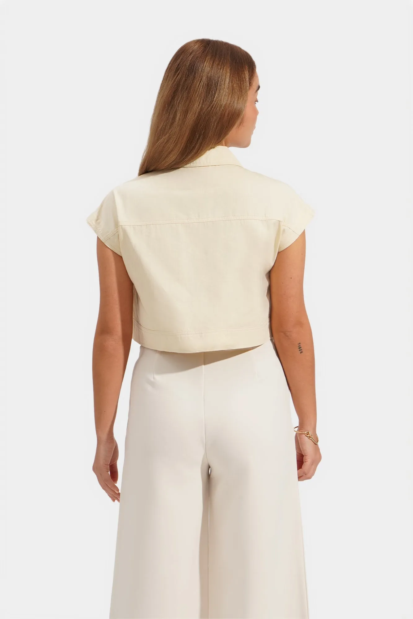 Cropped Cotton Twill Shirt