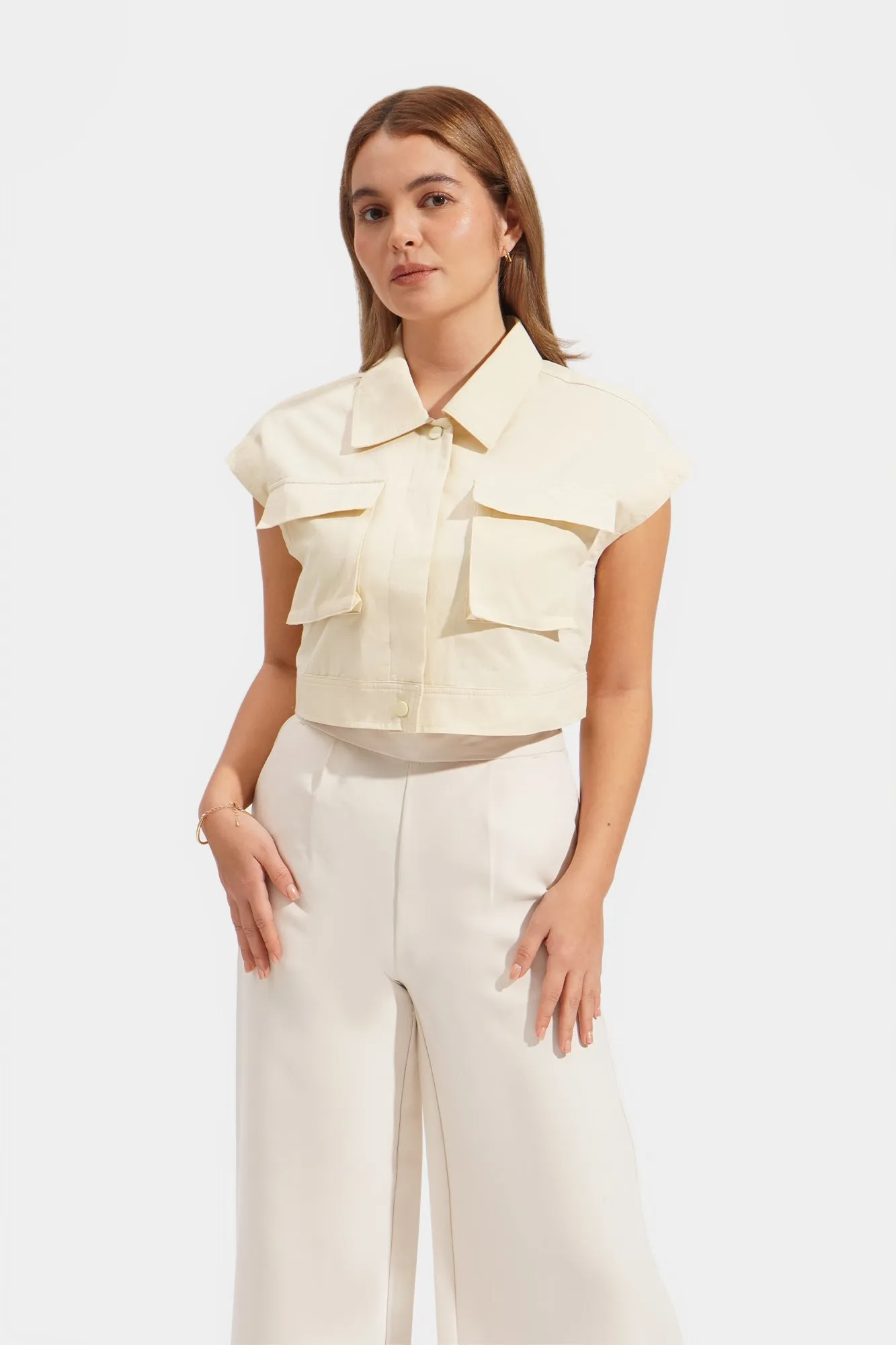 Cropped Cotton Twill Shirt