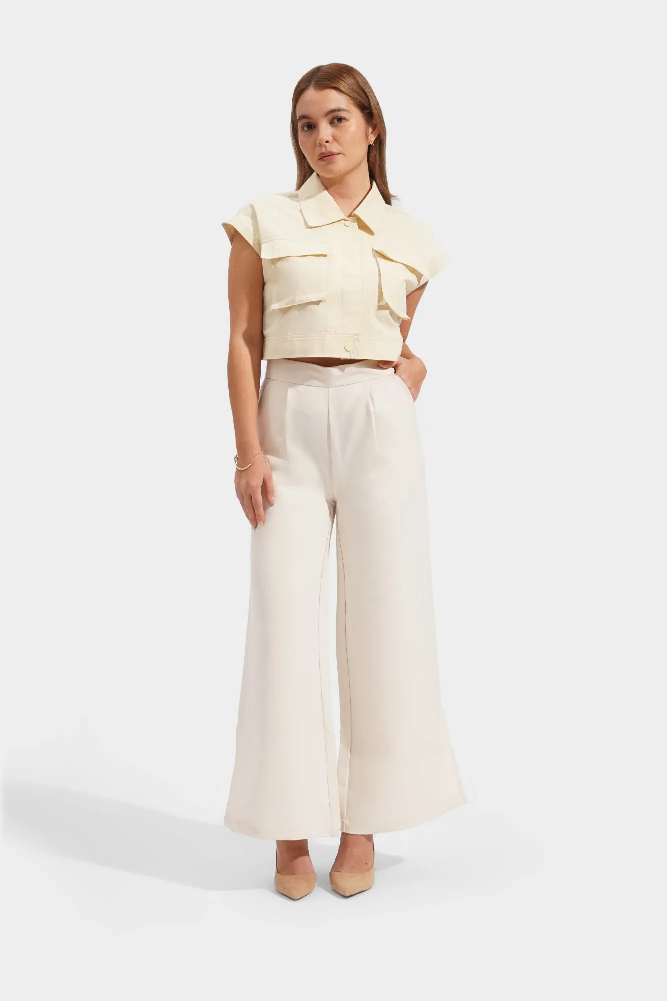 Cropped Cotton Twill Shirt