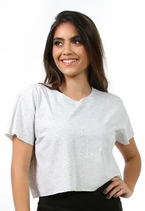 Cropped De Viscolycra Cinza Feminina Fitness Lisa