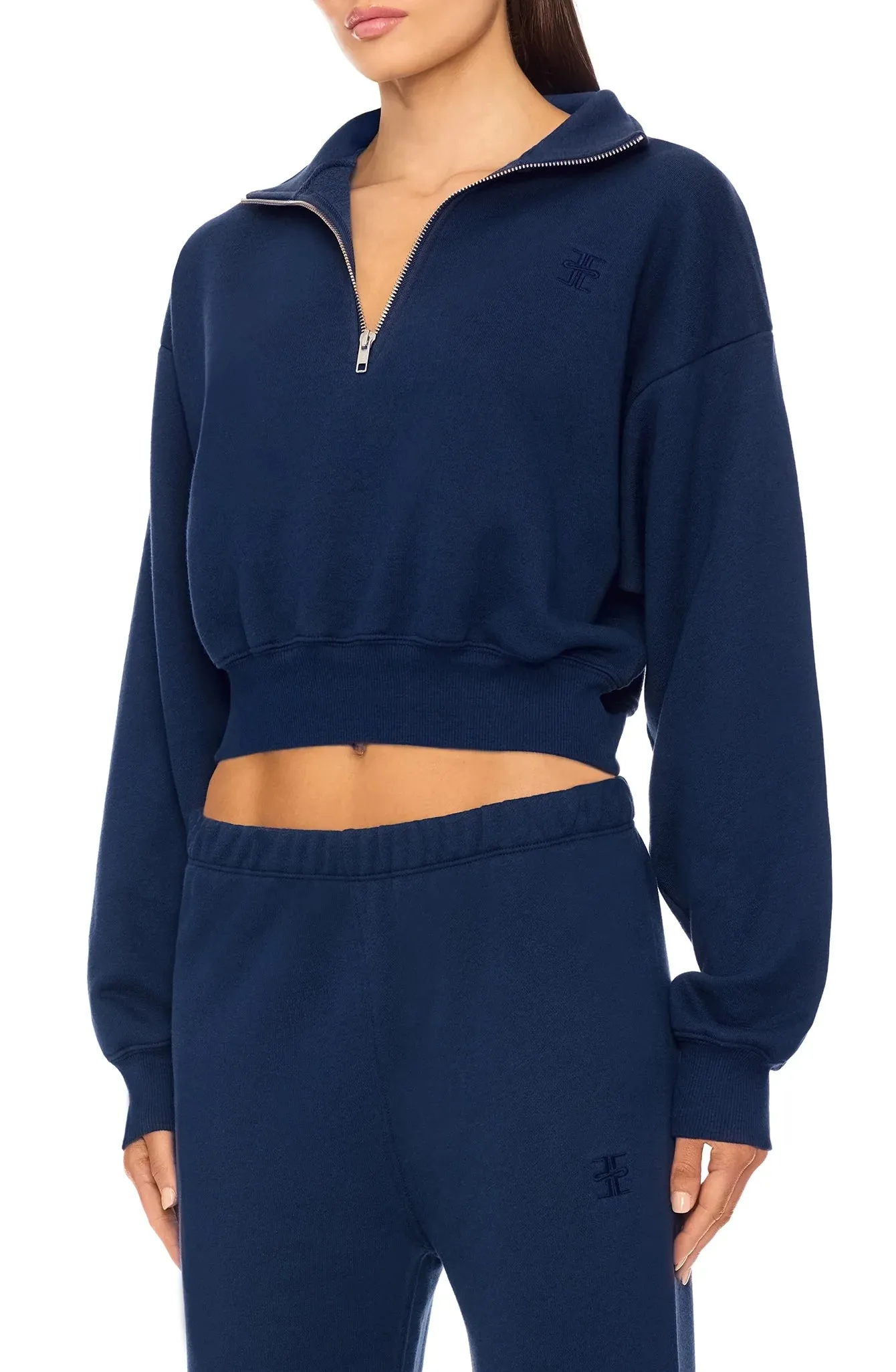 Cropped Half-Zip Sweatshirt