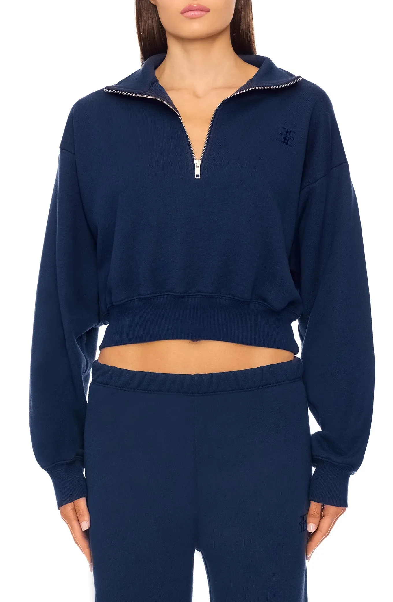 Cropped Half-Zip Sweatshirt