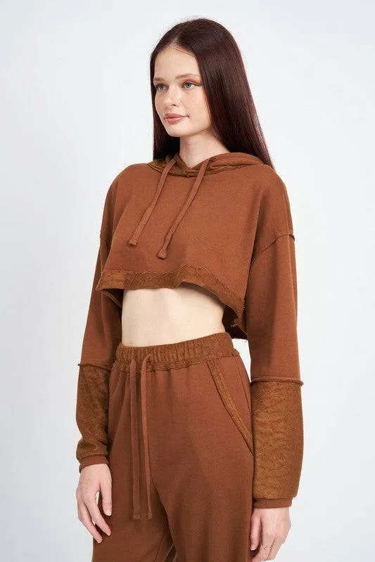 CROPPED HOODIE WITH DRAWSTRINGS