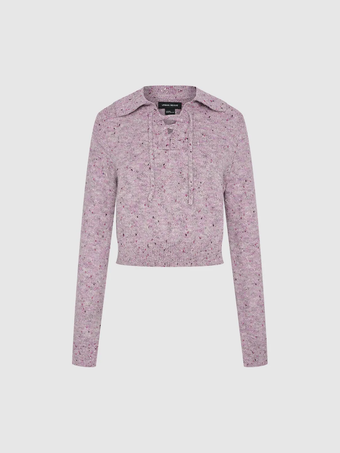 Cropped Lace-Up Knitted T-Shirts